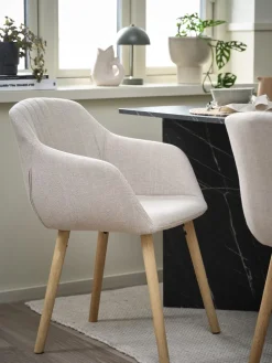 ADSLEVChaise ADSLEV tissu beige/coloris chêne naturel