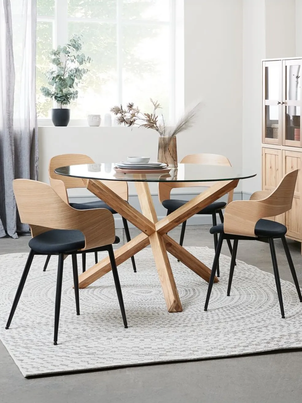 AGERBYTable AGERBY Ø119 verre/chêne naturel