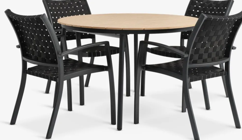 AKTIVEN + GLOMFJORDAKTIVEN L118/168 table naturel + 4 GLOMFJORD chaises