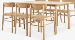 ALSTED + ISLEVALSTED L160 table col. chêne + 4 ISLEV chaises ss accoudoirs