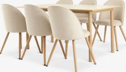 ALSTED + THORUPALSTED L160 table coloris chêne + 4 THORUP chaises beige