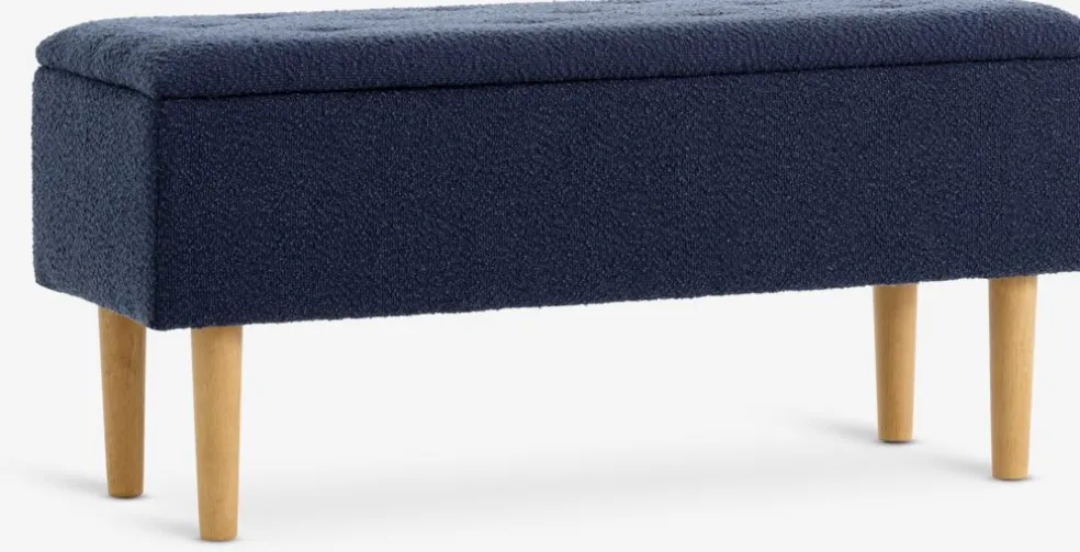 BADSTEDBanc BADSTED a/rangement tissu bleu foncé