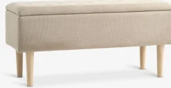 BADSTEDBanc BADSTED a/rangement tissu beige/coloris chêne