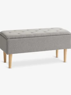 BADSTEDBanc BADSTED a/rangement tissu gris clair/coloris chêne