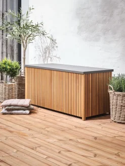 BEDERCoffre à coussins BEDER l133xH61xP54 bois eucalyptus