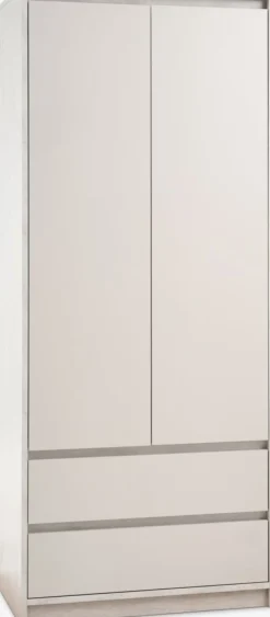 BILLUNDArmoire BILLUND 80x193 2 portes 2 tir. colo. travertin/beige