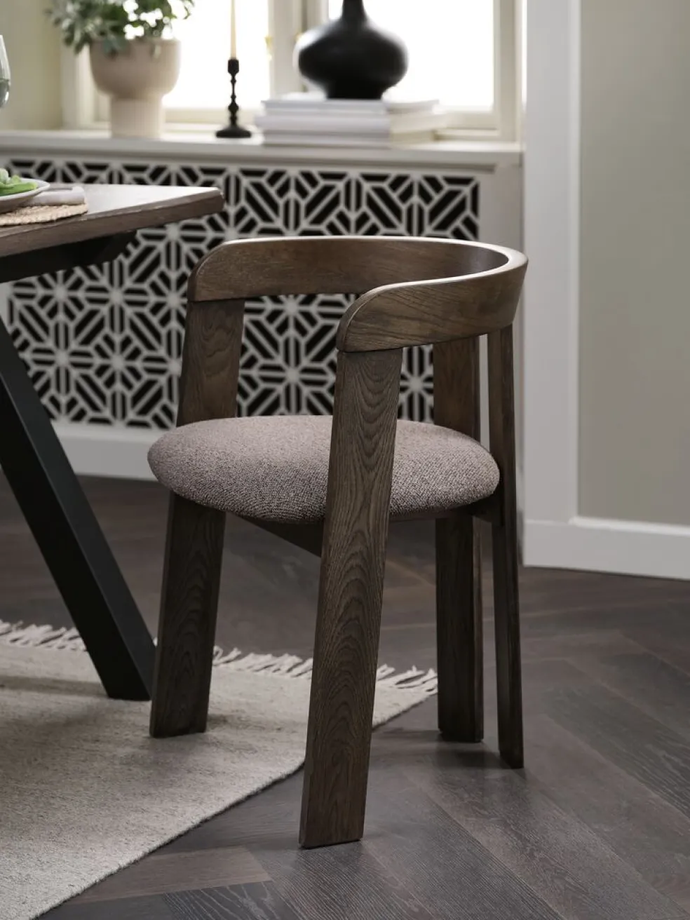 BOVRUPChaise BOVRUP chêne foncé/tissu brun