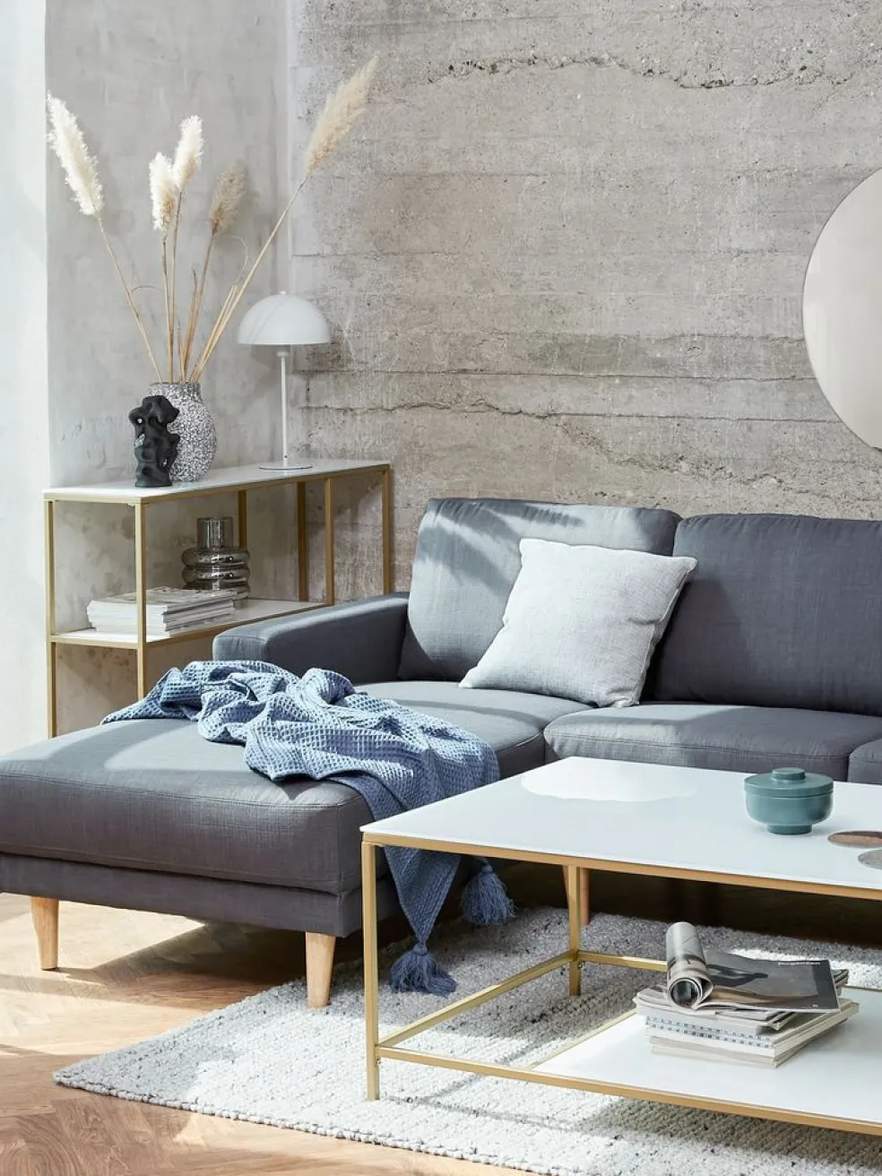 EGENSECanapé EGENSE méridienne tissu gris foncé