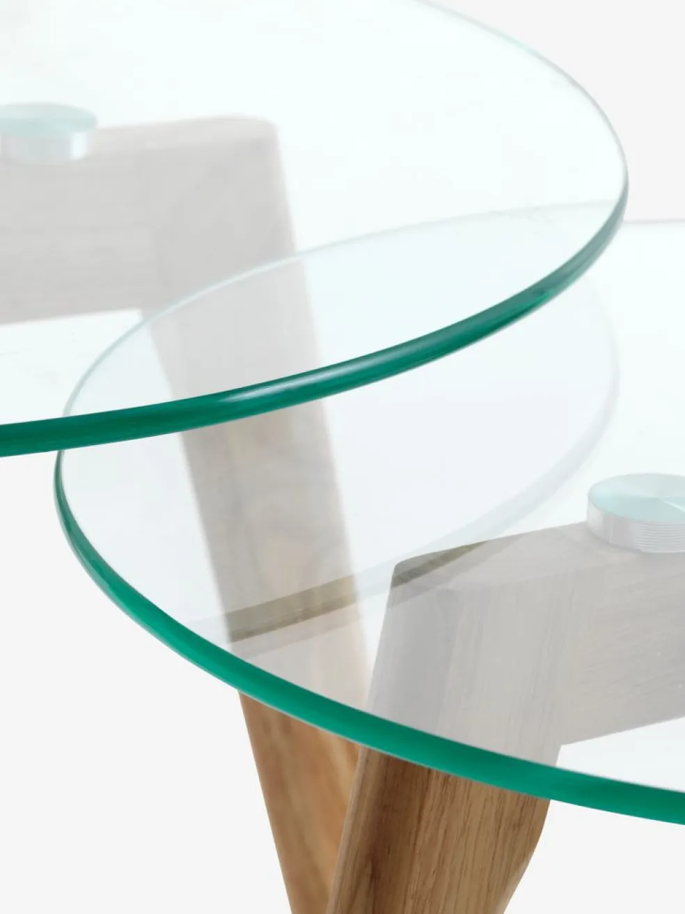 FALSLEDTables gigognes FALSLED Ø50/40 verre/chêne naturel 2 pièces