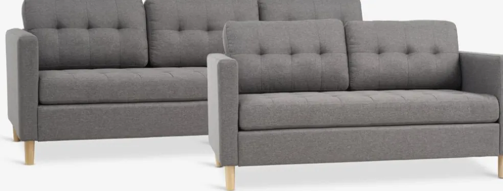 FALSLEVEnsemble canapés FALSLEV 2 pièces tissu gris