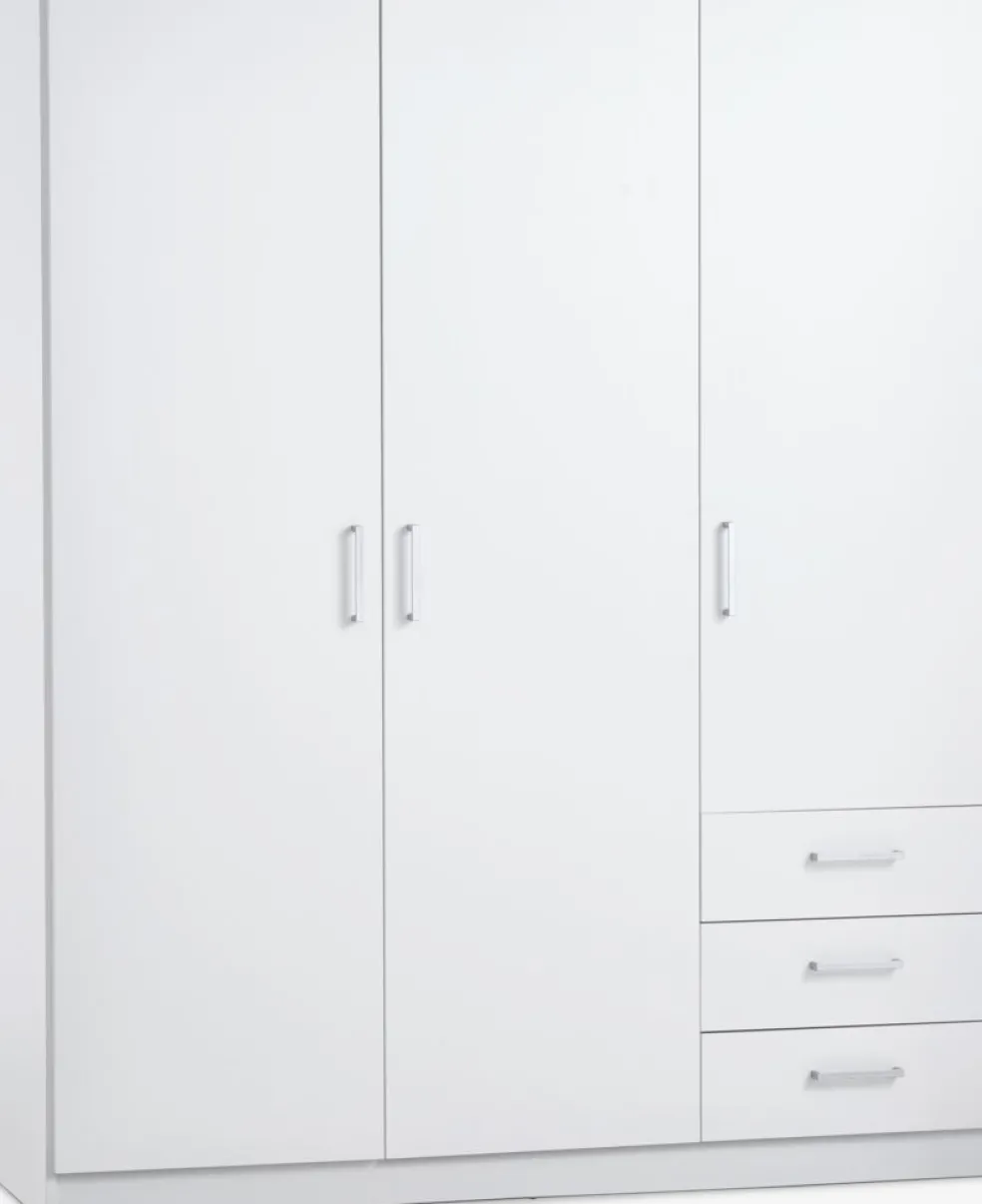 FANDRUPArmoire FANDRUP 145x176 3 portes 3 tiroirs blanc