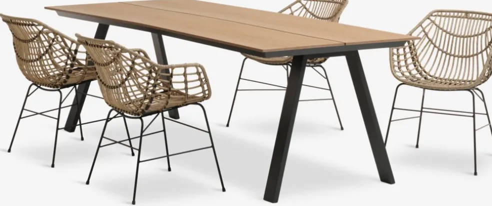 FAUSING + ILDERHUSEFAUSING L220 table + 4 ILDERHUSE chaises naturel