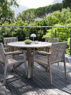 FUGLSAND + RADSTEDFUGLSAND Ø120 + 4 RADSTED chaises acacia massif