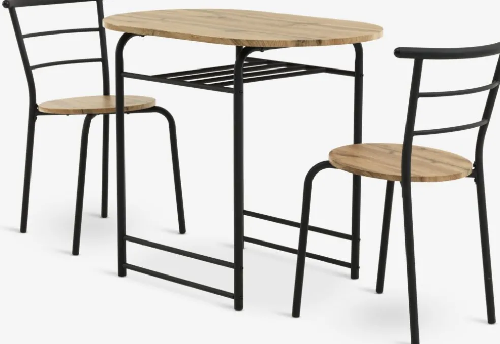 GADSTRUPGADSTRUP L92 table + 2 GADSTRUP chaises noir/coloris chêne