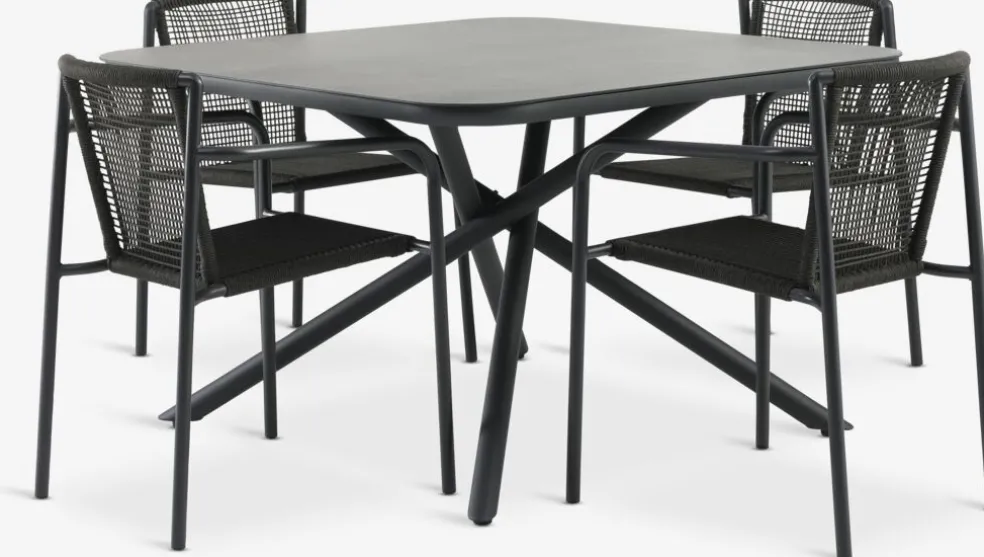 GOTHENBURG + KRISTIANSTADGOTHENBURG L120 table gris + 4 KRISTIANSTAD chaises vert