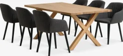 GRIBSKOV + ADSLEVGRIBSKOV L180 table chêne nat. + 4 ADSLEV chaises anthracite