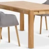 HAGE + ADSLEVHAGE L190 table chêne naturel +4 ADSLEV chaises velours gris