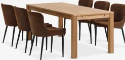 HAGE + PEBRINGEHAGE L190 table chêne naturel + 4 PEBRINGE chaises brun/noir