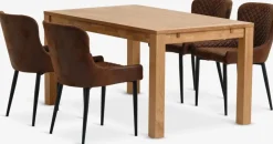 HAGE + PEBRINGEHAGE L150 table chêne naturel + 4 PEBRINGE chaises brun/noir