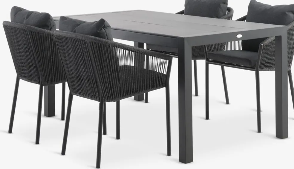 HAGEN + GILJAHAGEN L160 table + 4 GILJA chaises gris
