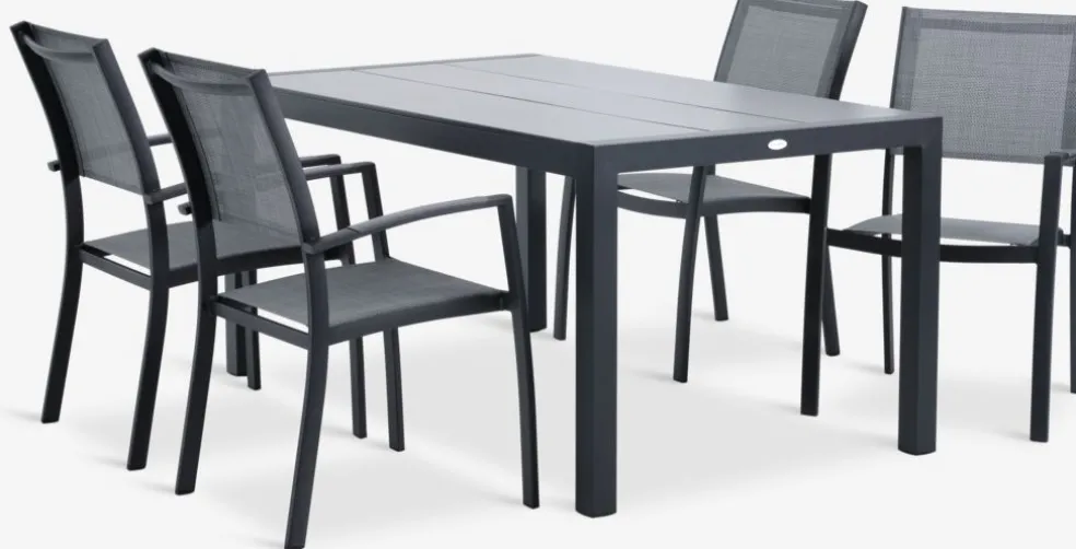 HAGEN + STRANDBYHAGEN L160 table + 4 STRANDBY chaises gris