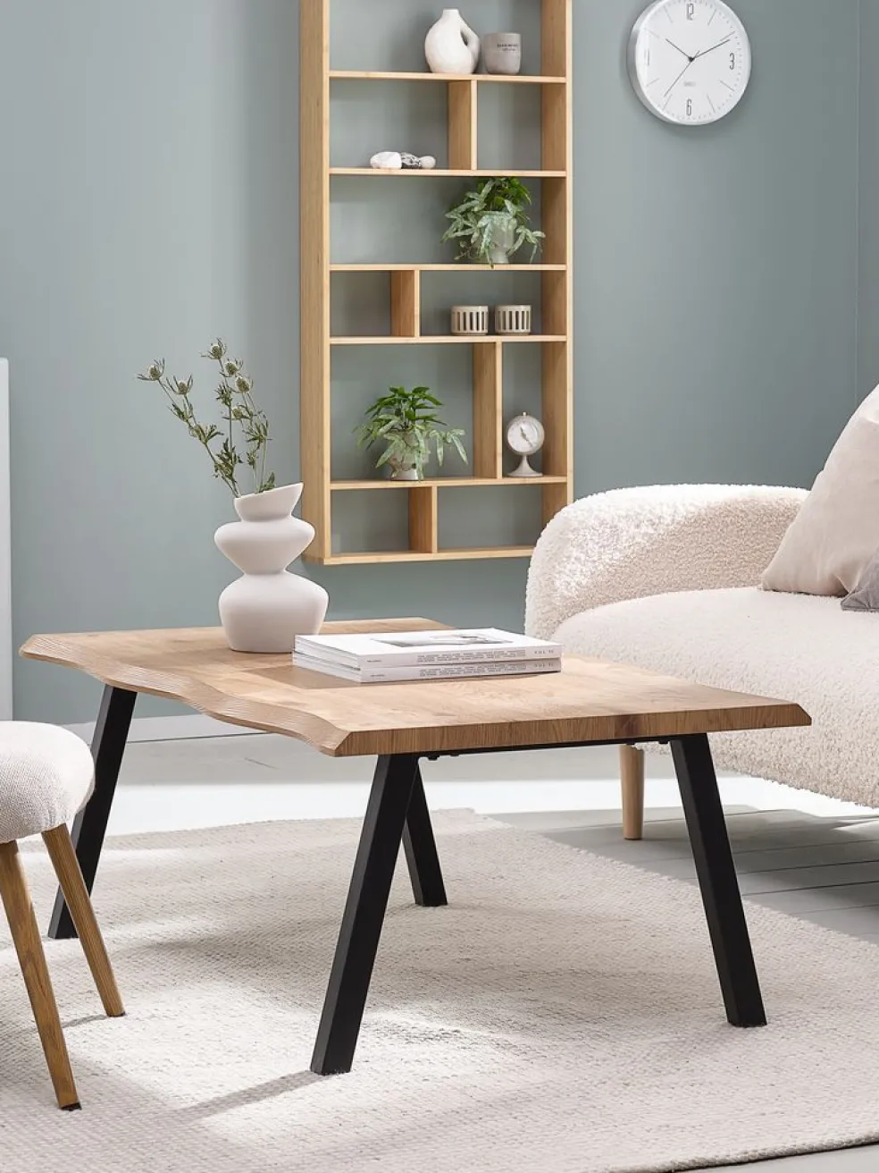 HALSKOVTable basse HALSKOV 70x120 coloris chêne naturel/noir