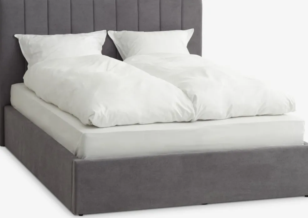 HASLEVCadre de lit HASLEV a/rangement 140x190 tissu gris foncé