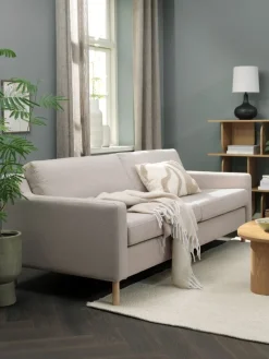 HELLERUPCanapé HELLERUP 3 places tissu beige/chêne