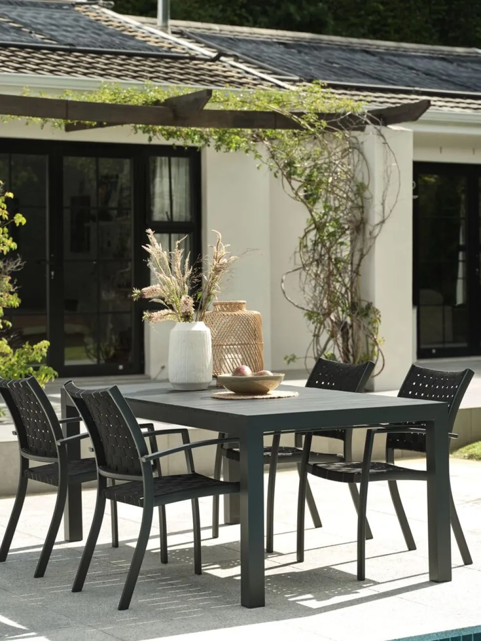 HESTEHAVE + GLOMFJORDHESTEHAVE L205/275 table + 4 GLOMFJORD chaises noir