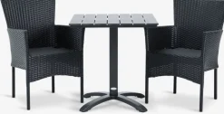 HOBRO + AIDTHOBRO L70 table + 2 AIDT chaises noir