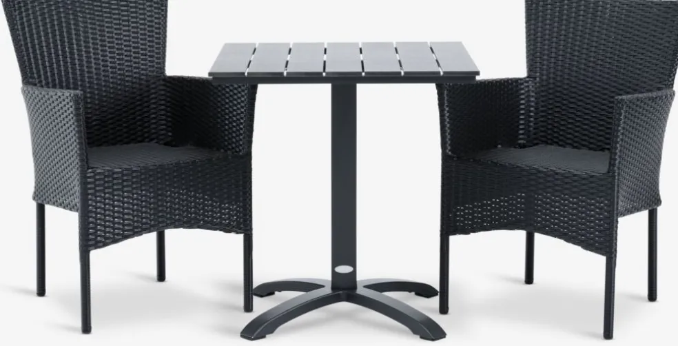 HOBRO + AIDTHOBRO L70 table + 2 AIDT chaises noir