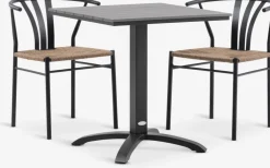 HOBRO + TAGMARKHOBRO L70 table gris + 2 TAGMARK chaises noir