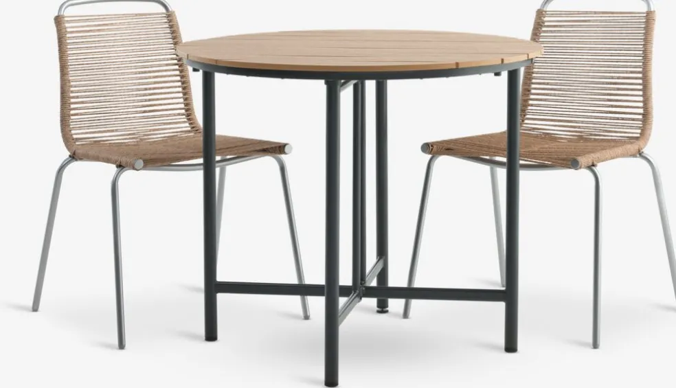 HOVVIG + MIDDAGSBERGETHOVVIG L10/90 table + 2 MIDDAGSBERGET chaises naturel