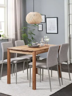 JEGERUP + BRANDEJEGERUP L115 table chêne naturel + 4 BRANDE chaises beige