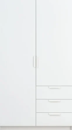 JENSLEVArmoire JENSLEV 96x176 2 portes 3 tiroirs blanc