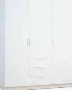 JENSLEVArmoire JENSLEV 144x176 3 portes 3 tiroirs blanc