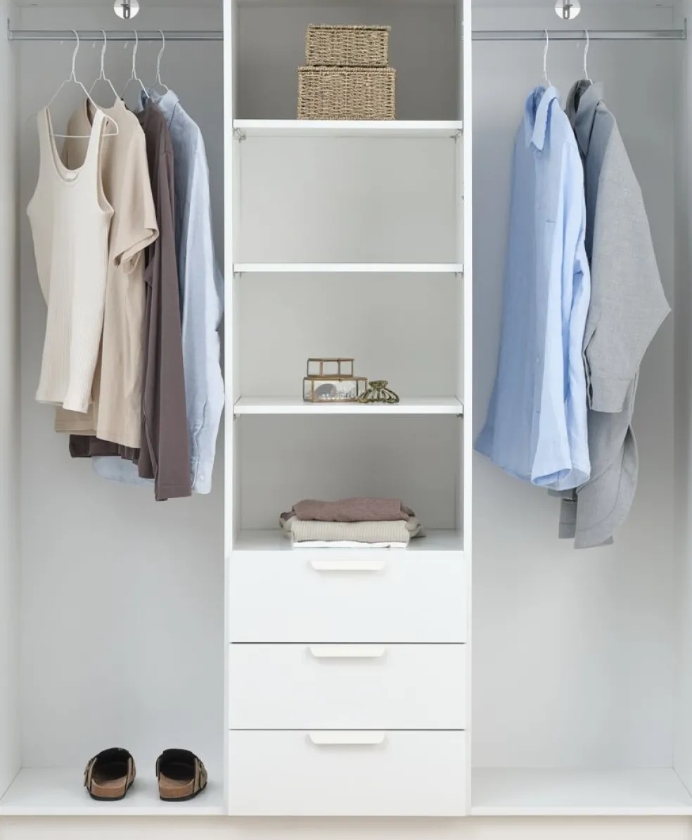 JENSLEVArmoire JENSLEV 144x176 3 portes 3 tiroirs blanc