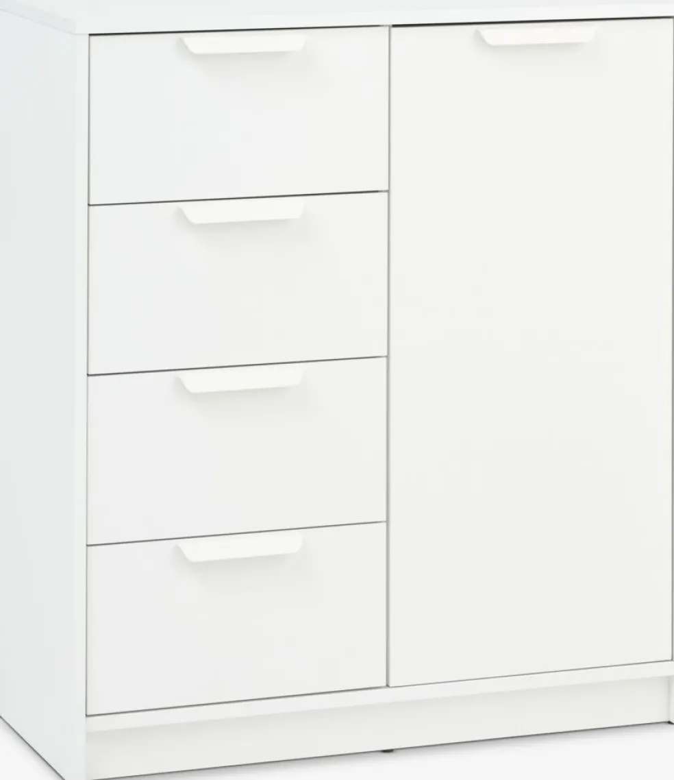 JENSLEVCommode 4 tiroirs 1 porte JENSLEV blanc