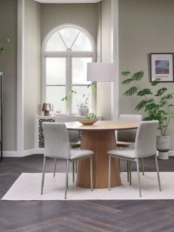 KLIPLEV + BRANDEKLIPLEV Ø120 table colo. chêne nat. + 4 BRANDE chaises beige