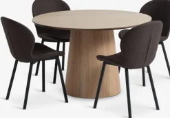KLIPLEV + GEVNINGEKLIPLEV Ø120 table coloris chêne + 4 GEVNINGE chaises beige