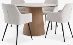 KLIPLEV + PURHUSKLIPLEV Ø120 table col. chêne + 4 PURHUS chaises blanc cassé