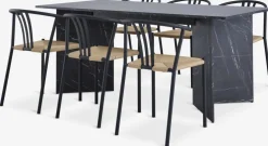 KRONDAL + JYDERUPKRONDAL L180 table marbre + 4 JYDERUP chaises noir/naturel