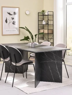KRONDAL + TESTRUPKRONDAL L180 table marbre + 4 TESTRUP chaises sable c./noir