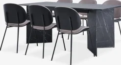KRONDAL + TESTRUPKRONDAL L180 table marbre + 4 TESTRUP chaises sable c./noir