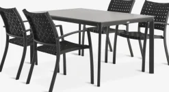 KUMLA + GLOMFJORDKUMLA L150 table gris + 4 GLOMFJORD chaises noir