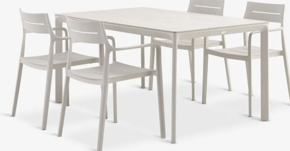 KUMLA + INGSTRUPKUMLA L150 table + 4 INGSTRUP chaises beige