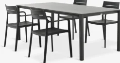 LANGET + INGSTRUPLANGET L207 table + 4 INGSTRUP chaises noir