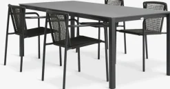 LANGET + KRISTIANSTADLANGET L207 table noir + 4 KRISTIANSTAD chaises vert