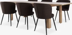 LINTRUP + RISSKOVLINTRUP L190/280 table colo. chêne + 4 RISSKOV chaises brun