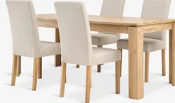 LINTRUP + TUREBYLINTRUP L190/280 table colo. chêne + 4 TUREBY chaises beige